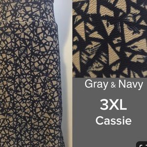 LuLaRoe Blue & Grey 3x Cassie Skirt